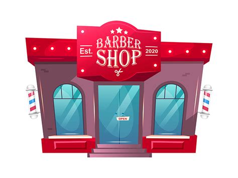 Barber Shop Front Cartoon Vector Illustration By The Img ~ Epicpxls