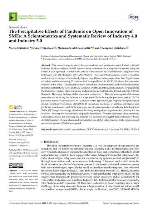 Pdf The Precipitative Effects Of Pandemic On Open Innovation Of Smes