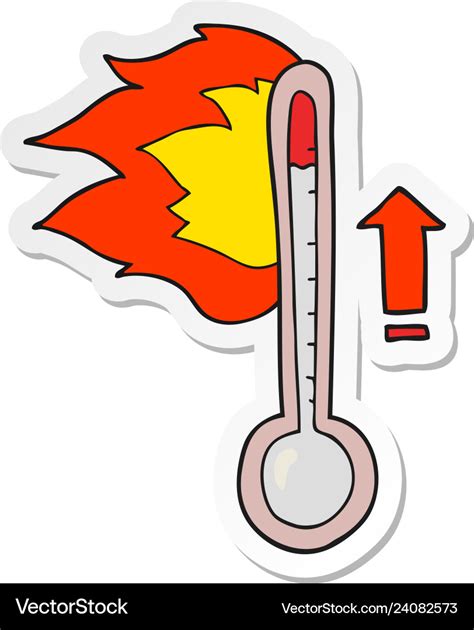 Sticker Of A Cartoon Rising Temperature Royalty Free Vector