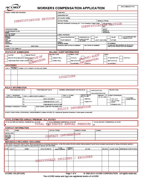 Workers Compensation Acord Form Fillable Printable Forms Free Online