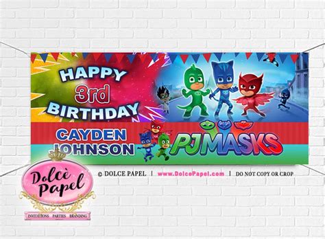 Pj Masks Birthday Party Banner Vinyl Banner 6x25 Etsy