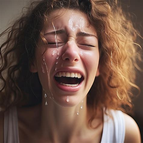 Premium Ai Image A Woman Crying With Tears On Her Face