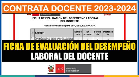 Contrata Docente 2023 2024 Ficha De EvaluaciÓn Del Desempeño Laboral