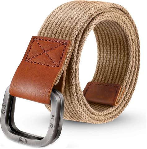 Itiezy Mens Canvas Belt Cloth Belt Double D Ring Buckle Belt For Men