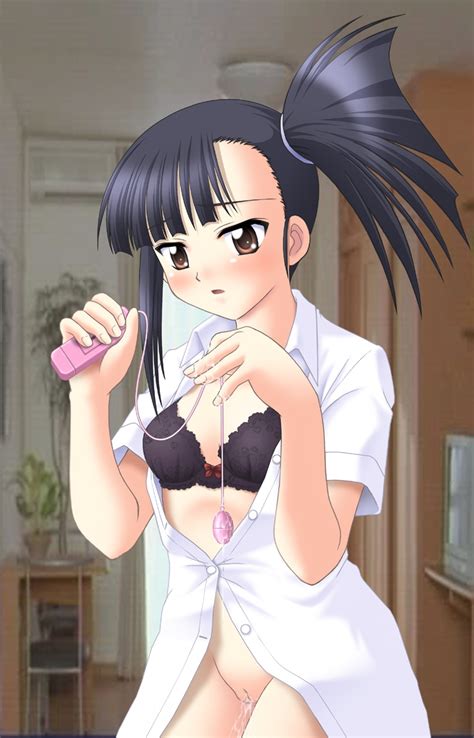 Sakurazaki Setsuna Mahou Sensei Negima 00s 1girl Black Hair Blush Bra Breasts Brown