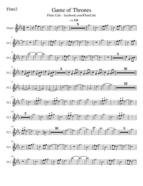 Flute Cafe Game Of Thrones Flute Sheet Music