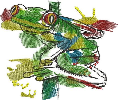 Frog Machine Embroidery Design Amphibian Embroidery Reptile Etsy