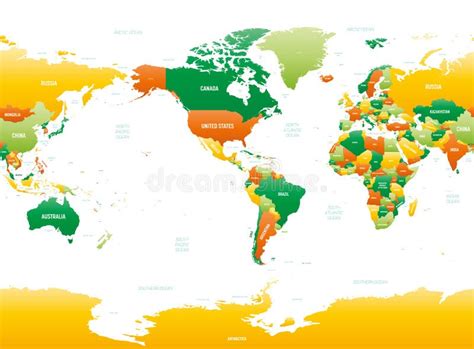 Mapa Político Detalhado Mundial Com Rótulos Ilustração Do Vetor