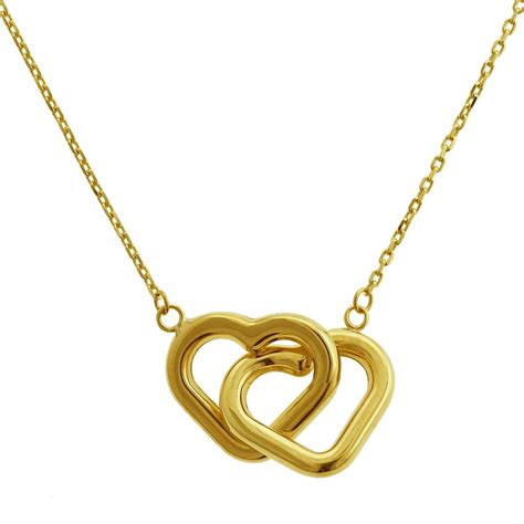10k Yellow Gold Open Heart Linked Necklace 18 In Gold Necklaces