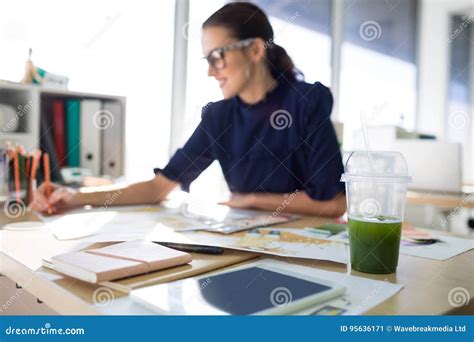 Female Executive Working At Her Desk Stock Image Image Of Hand