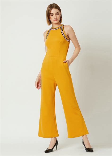get striped patch detail yellow jumpsuit at ₹ 1169 lbb shop