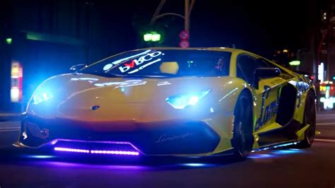 Neon Blue Lamborghini Museonart