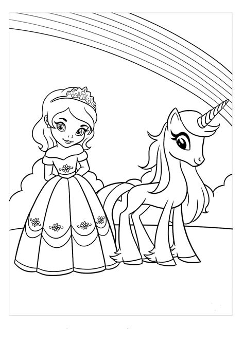 Princesa Y El Unicornio Para Colorear Imprimir E Dibujar Dibujos