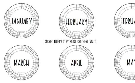Decade Thirty Calendar Wheel Blank Size 45cm Etsy In 2021 Calendar