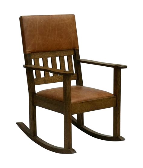 20 Photos Mission Design Wood Rocking Chairs With Brown Leather Seat