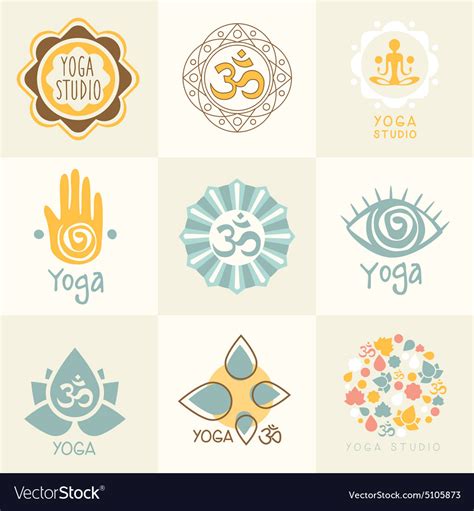 Set Yoga And Meditation Symbols Royalty Free Vector Image
