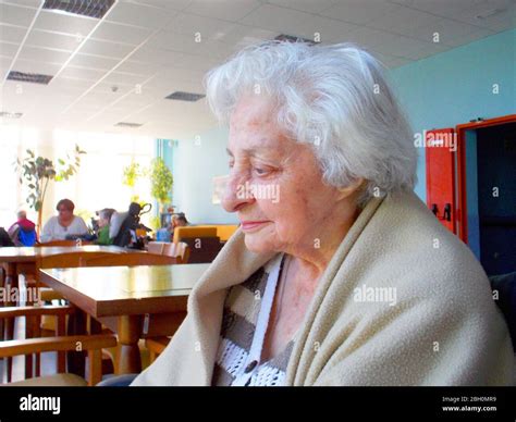 Old Lady In A Nursing Home Stock Photo Alamy