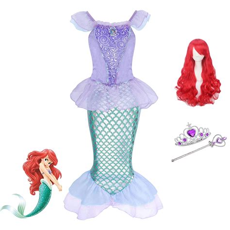 buy teaegg little mermaid princess ariel costume girls dress up fancy party