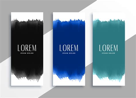 Watercolors Banners Set In Different Colors Download Free Vector Art