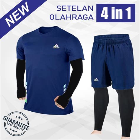 Jual Setelan Olahraga Pria Lengkap Set Baju Kaos Dryfit Pakaian