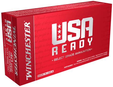 Winchester Usa Ready 40 Sandw 165 Gr Fmj Ammunition 50rd Box Red40 Nagels Gun Shop San