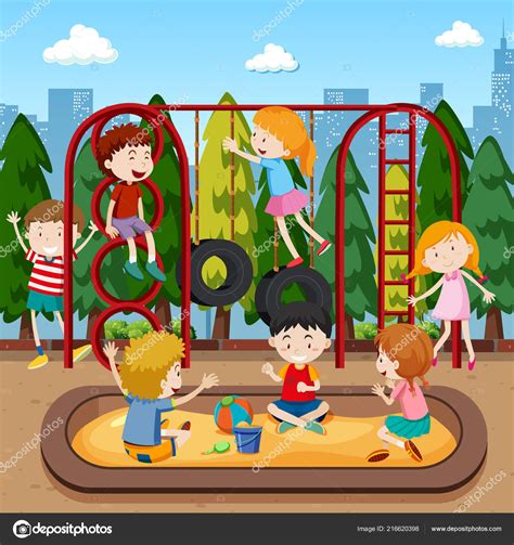 Kids Playing Playground Illustration — Stock Vector © Blueringmedia
