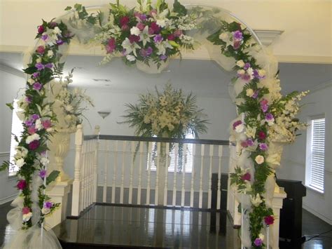 Wedding Arch With Real Roses Carnations Ivys And Tulle