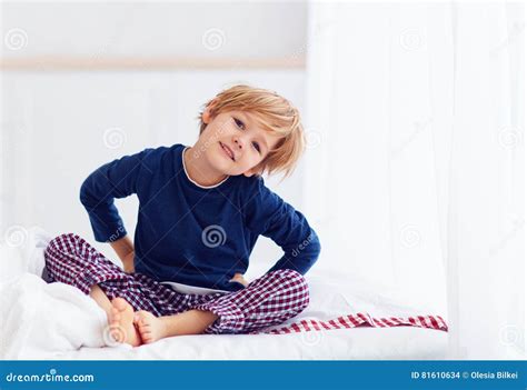 Peppy Young Boy Waking Up In The Morning Stock Photo Image Of Natural