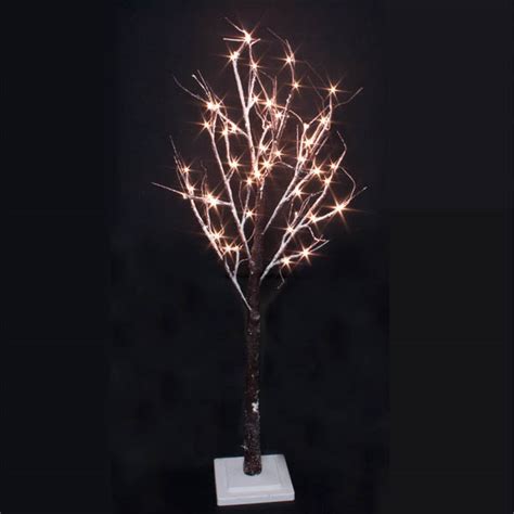 Pre Lit Brown Snowy Paper Twig Tree 125cm With 48 Warm White Leds