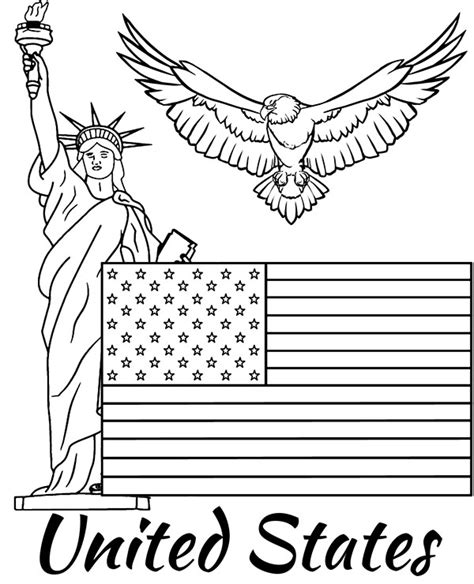 Mermorial day and vetrans day coloring sheets. USA symbols coloring page flag coloring sheet
