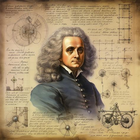Fórmulas De Física De Retrato De Isaac Newton Del Libro Mecánico Foto