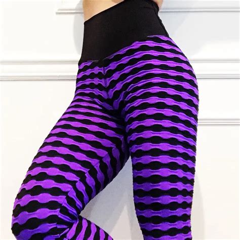 2018 Leggings Bodybuilding Mesh Colorful Striped Patchwork Push Up Leggings For Fitness Women