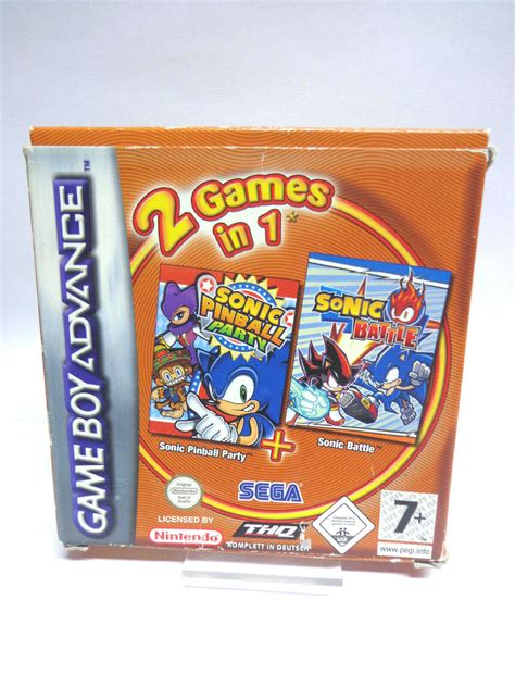 Gameboy Advance Game 2in1 Sonic Pinball Party Sonic Battle Boxed