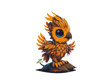 Premium Vector Vector Illustration Little Cute Phoenix Fairy Bird