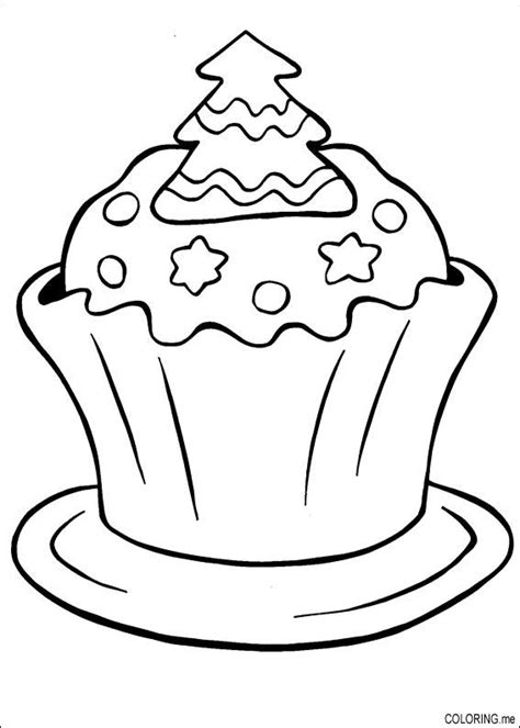 Cake coloring pages for kids. Coloring page : Christmas cake miam - Coloring.me