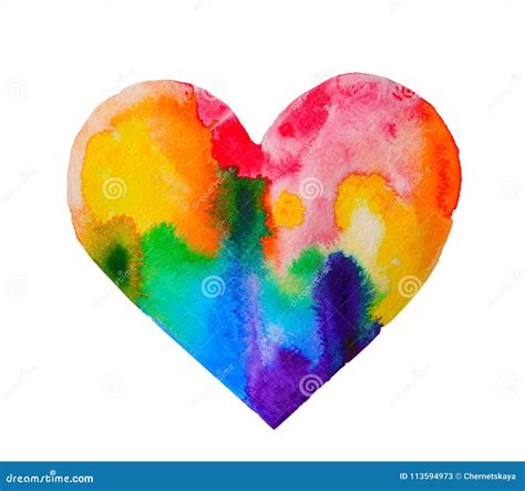 Watercolor Rainbow Heart Stock Image Image Of Paper 113594973