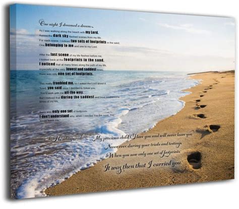 Mfhs Footprints In The Sand Poem Canvas Print Picture Photo Frames