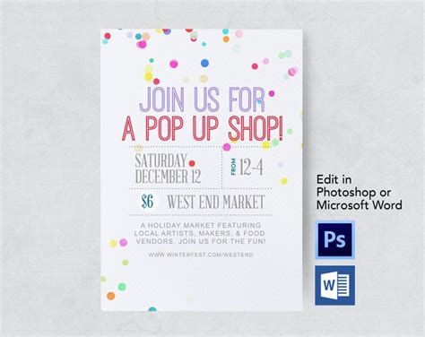 Diy Printable Confetti Pop Up Party Flyer Template Word Flyer