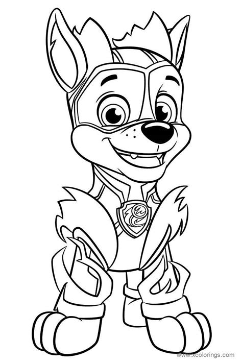 Paw Patrol Mighty Pups Chase Coloring Sheet