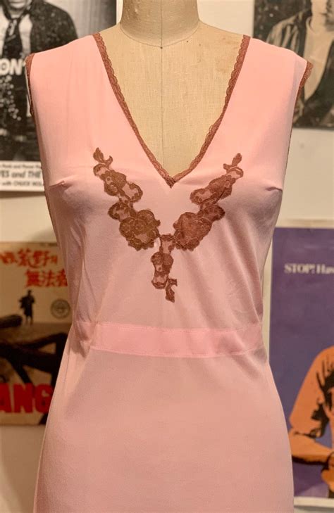 vintage 60 s kayser sheer negligee pink and brown etsy