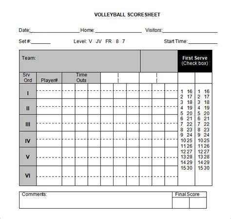 Free Sample Volleyball Score Sheet Templates In Google Docs