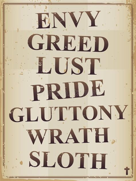 7 Deadly Sins An Illustration Of An Old Piece Of Parchment Paper With