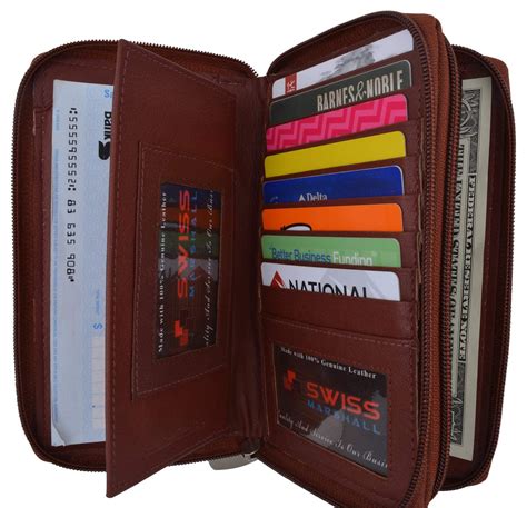 Burgundy Zip Around Genuine Leather Checkbook Credit Card Id Holder