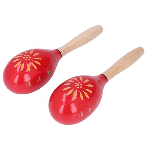 Maracas Wooden Sand Ball 2 Pcs Wooden Maracas Red Carved For Games For