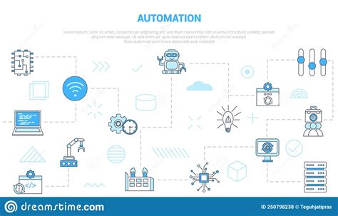Automation Concept With Icon Set Template Banner With Modern Blue Color