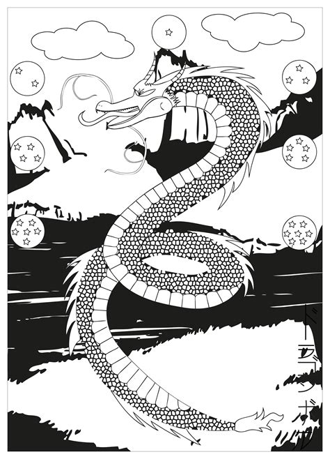 Print coloring of cartoons and free drawings. Shenron - Dragon Ball Z Kids Coloring Pages