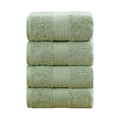 Linenland 4 Piece Cotton Bath Towels Set Sage Green