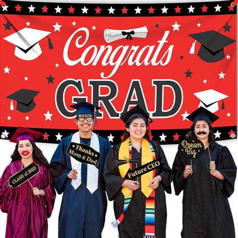 Red Congrats Grad Banner Large 72x44 Inch With