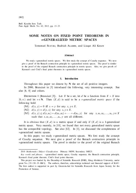 Pdf Some Notes On Fixed Point Theorems In V Generalized Metric
