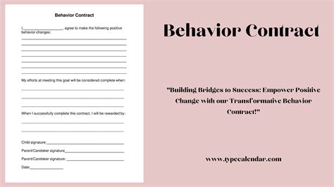 Free Printable Behavior Contract Templates Pdf Word Home Adults